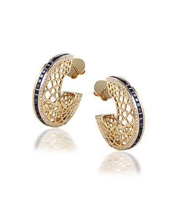 Diamond and Blue sapphire hoops